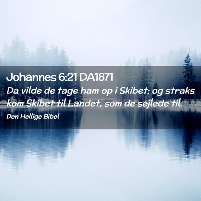 Picture 02 - Johannes 6:21 DA1871 - Da vilde de tage ham op i Skibet; og straks kom - Bible Verse Picture