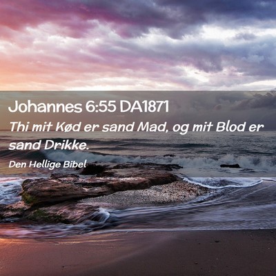 Picture 02 - Johannes 6:55 DA1871 - Thi mit Kød er sand Mad, og mit Blod er sand - Bible Verse Picture