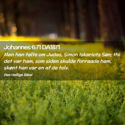 Picture 02 - Johannes 6:71 DA1871 - Men han talte om Judas, Simon Iskariots Søn; thi - Bible Verse Picture