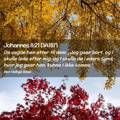 Picture 02 - Johannes 8:21 DA1871 - Da sagde han atter til dem: „Jeg gaar bort, og - Bible Verse Picture