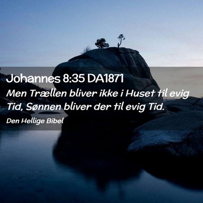 Picture 02 - Johannes 8:35 DA1871 - Men Trællen bliver ikke i Huset til evig Tid, - Bible Verse Picture
