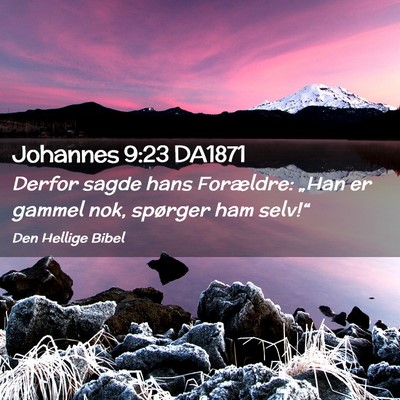 Picture 02 - Johannes 9:23 DA1871 - Derfor sagde hans Forældre: „Han er gammel - Bible Verse Picture