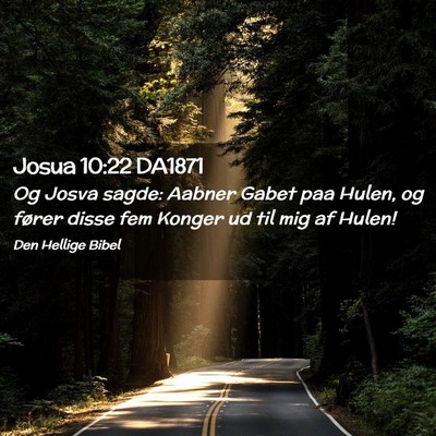 Picture 02 - Josua 10:22 DA1871 - Og Josva sagde: Aabner Gabet paa Hulen, og fører - Bible Verse Picture