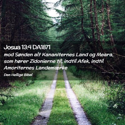Picture 02 - Josua 13:4 DA1871 - mod Sønden alt Kananiternes Land og Meara, som - Bible Verse Picture