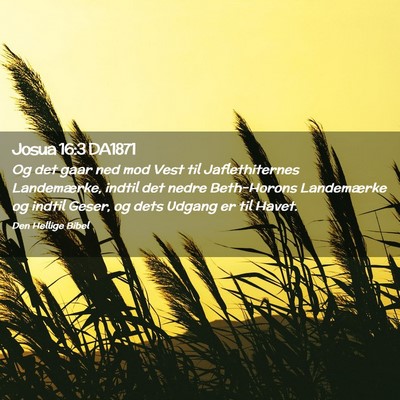 Picture 02 - Josua 16:3 DA1871 - Og det gaar ned mod Vest til Jaflethiternes - Bible Verse Picture