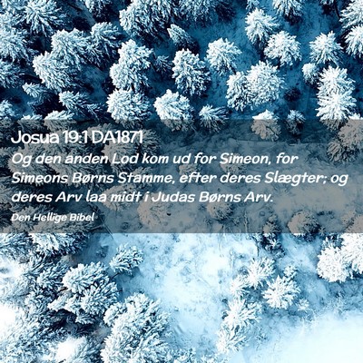 Picture 02 - Josua 19:1 DA1871 - Og den anden Lod kom ud for Simeon, for Simeons - Bible Verse Picture