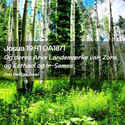 Picture 02 - Josua 19:41 DA1871 - Og deres Arvs Landemærke var: Zora og Esthaol og - Bible Verse Picture