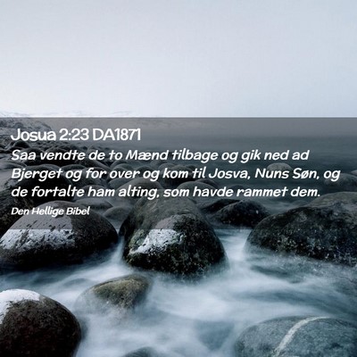 Picture 02 - Josua 2:23 DA1871 - Saa vendte de to Mænd tilbage og gik ned ad - Bible Verse Picture