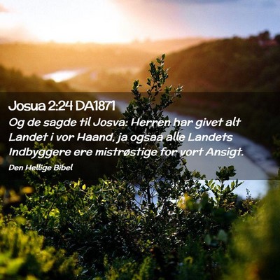 Picture 02 - Josua 2:24 DA1871 - Og de sagde til Josva: Herren har givet alt - Bible Verse Picture