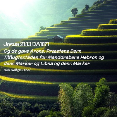 Picture 02 - Josua 21:13 DA1871 - Og de gave Arons, Præstens Børn Tilflugtsstaden - Bible Verse Picture