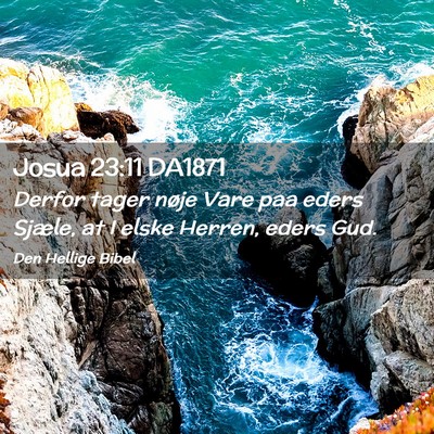 Picture 02 - Josua 23:11 DA1871 - Derfor tager nøje Vare paa eders Sjæle, at I - Bible Verse Picture
