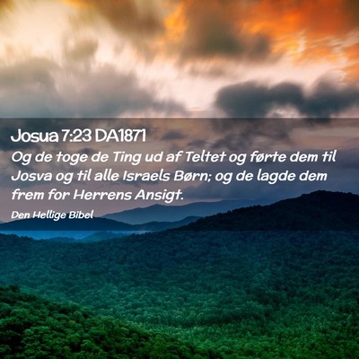 Picture 02 - Josua 7:23 DA1871 - Og de toge de Ting ud af Teltet og førte dem til - Bible Verse Picture