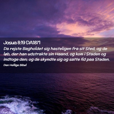 Picture 02 - Josua 8:19 DA1871 - Da rejste Bagholdet sig hasteligen fra sit Sted, - Bible Verse Picture