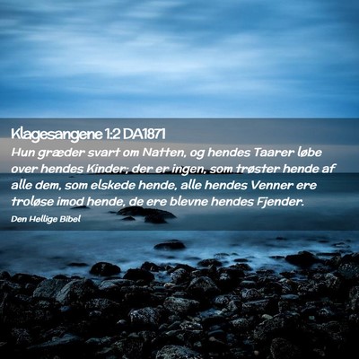 Picture 02 - Klagesangene 1:2 DA1871 - Hun græder svart om Natten, og hendes Taarer - Bible Verse Picture