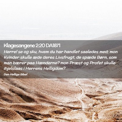 Picture 02 - Klagesangene 2:20 DA1871 - Herre! se og sku, hvem du har handlet saaledes - Bible Verse Picture