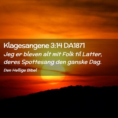 Picture 02 - Klagesangene 3:14 DA1871 - Jeg er bleven alt mit Folk til Latter, deres - Bible Verse Picture