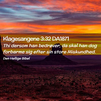 Picture 02 - Klagesangene 3:32 DA1871 - Thi dersom han bedrøver, da skal han dog - Bible Verse Picture