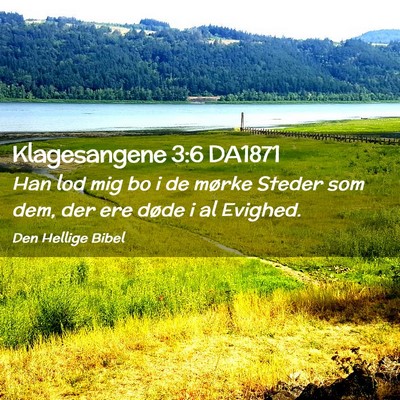 Picture 02 - Klagesangene 3:6 DA1871 - Han lod mig bo i de mørke Steder som dem, der - Bible Verse Picture