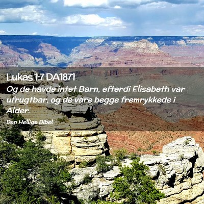 Picture 02 - Lukas 1:7 DA1871 - Og de havde intet Barn, efterdi Elisabeth var - Bible Verse Picture
