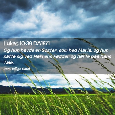 Picture 02 - Lukas 10:39 DA1871 - Og hun havde en Søster, som hed Maria, og hun - Bible Verse Picture