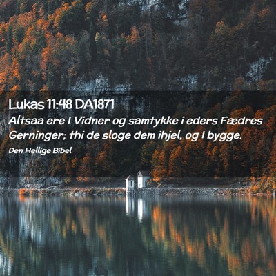 Picture 02 - Lukas 11:48 DA1871 - Altsaa ere I Vidner og samtykke i eders Fædres - Bible Verse Picture