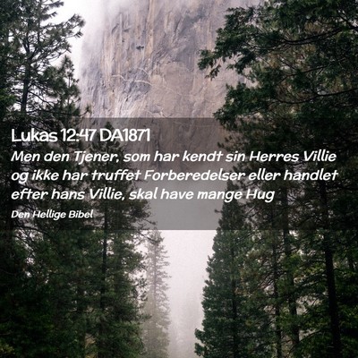 Picture 02 - Lukas 12:47 DA1871 - Men den Tjener, som har kendt sin Herres Villie - Bible Verse Picture
