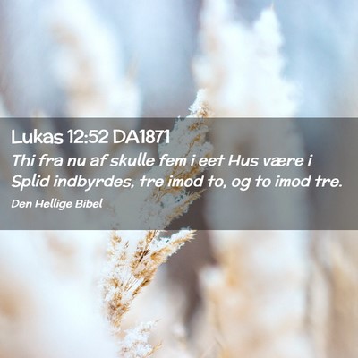 Picture 02 - Lukas 12:52 DA1871 - Thi fra nu af skulle fem i eet Hus være i Splid - Bible Verse Picture
