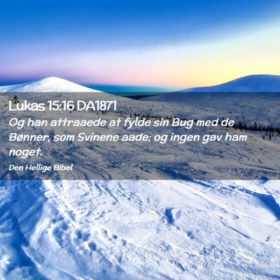 Picture 02 - Lukas 15:16 DA1871 - Og han attraaede at fylde sin Bug med de Bønner, - Bible Verse Picture