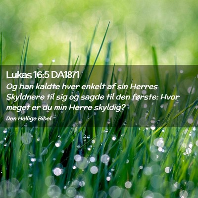 Picture 02 - Lukas 16:5 DA1871 - Og han kaldte hver enkelt af sin Herres Skyldnere - Bible Verse Picture