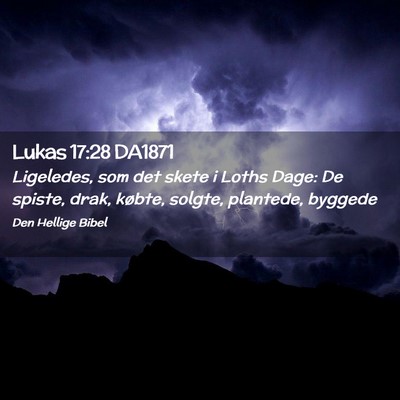 Picture 02 - Lukas 17:28 DA1871 - Ligeledes, som det skete i Loths Dage: De spiste, - Bible Verse Picture