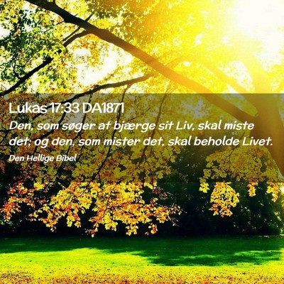 Picture 02 - Lukas 17:33 DA1871 - Den, som søger at bjærge sit Liv, skal miste - Bible Verse Picture