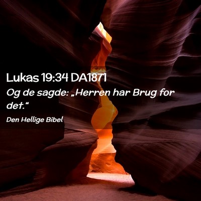 Picture 02 - Lukas 19:34 DA1871 - Og de sagde: „Herren har Brug for - Bible Verse Picture