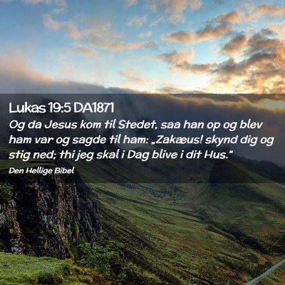 Picture 02 - Lukas 19:5 DA1871 - Og da Jesus kom til Stedet, saa han op og blev - Bible Verse Picture