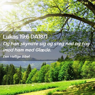 Picture 02 - Lukas 19:6 DA1871 - Og han skyndte sig og steg ned og tog imod ham - Bible Verse Picture