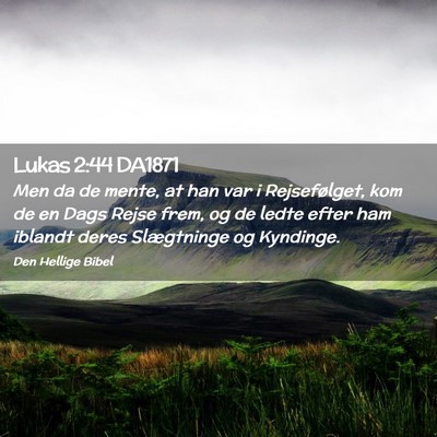 Picture 02 - Lukas 2:44 DA1871 - Men da de mente, at han var i Rejsefølget, kom - Bible Verse Picture