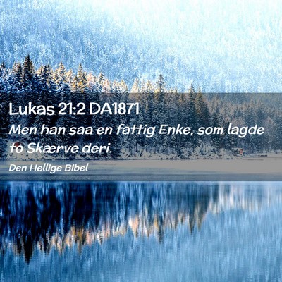 Picture 02 - Lukas 21:2 DA1871 - Men han saa en fattig Enke, som lagde to Skærve - Bible Verse Picture