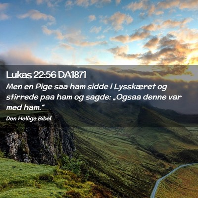 Picture 02 - Lukas 22:56 DA1871 - Men en Pige saa ham sidde i Lysskæret og - Bible Verse Picture