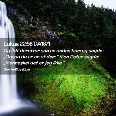 Picture 02 - Lukas 22:58 DA1871 - Og lidt derefter saa en anden ham og sagde: - Bible Verse Picture