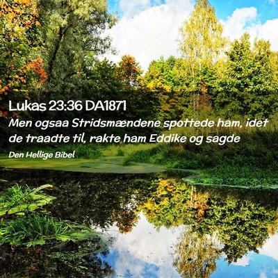 Picture 02 - Lukas 23:36 DA1871 - Men ogsaa Stridsmændene spottede ham, idet de - Bible Verse Picture