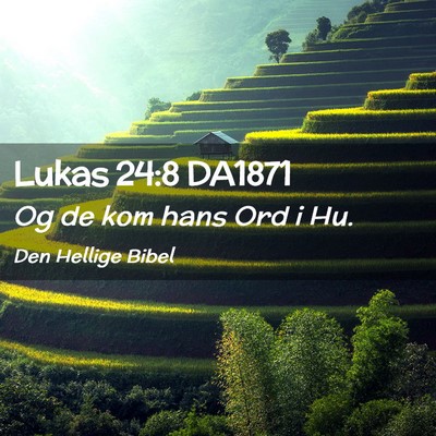 Picture 02 - Lukas 24:8 DA1871 - Og de kom hans Ord i - Bible Verse Picture