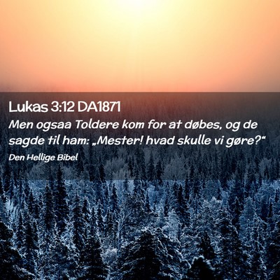 Picture 02 - Lukas 3:12 DA1871 - Men ogsaa Toldere kom for at døbes, og de sagde - Bible Verse Picture