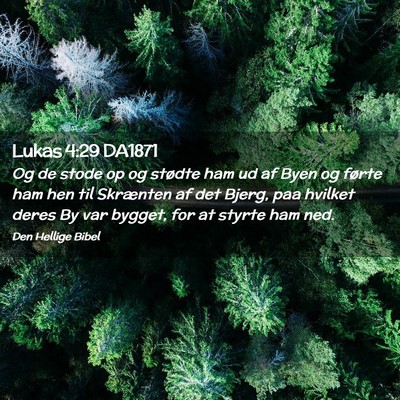 Picture 02 - Lukas 4:29 DA1871 - Og de stode op og stødte ham ud af Byen og - Bible Verse Picture