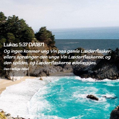 Picture 02 - Lukas 5:37 DA1871 - Og ingen kommer ung Vin paa gamle Læderflasker; - Bible Verse Picture