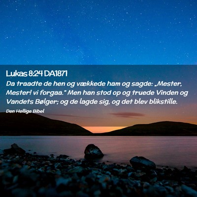 Picture 02 - Lukas 8:24 DA1871 - Da traadte de hen og vækkede ham og sagde: - Bible Verse Picture