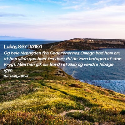 Picture 02 - Lukas 8:37 DA1871 - Og hele Mængden fra Gadarenernes Omegn bad ham - Bible Verse Picture