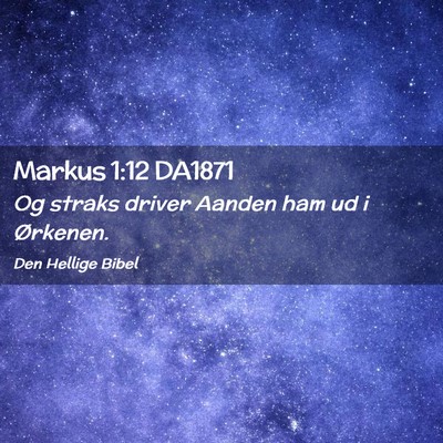 Picture 02 - Markus 1:12 DA1871 - Og straks driver Aanden ham ud i - Bible Verse Picture