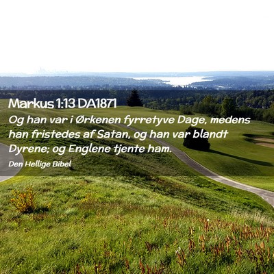 Picture 02 - Markus 1:13 DA1871 - Og han var i Ørkenen fyrretyve Dage, medens han - Bible Verse Picture