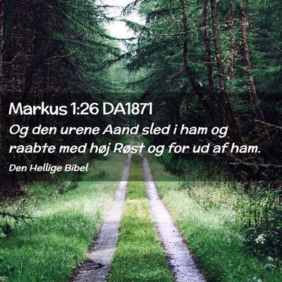 Picture 02 - Markus 1:26 DA1871 - Og den urene Aand sled i ham og raabte med høj - Bible Verse Picture