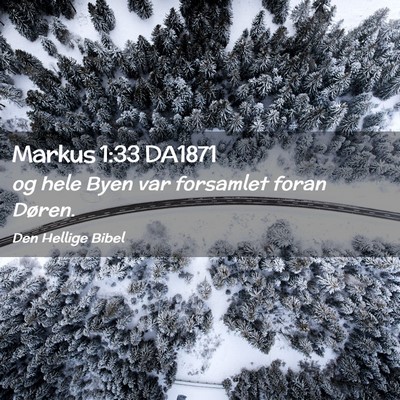 Picture 02 - Markus 1:33 DA1871 - og hele Byen var forsamlet foran - Bible Verse Picture