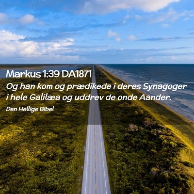 Picture 02 - Markus 1:39 DA1871 - Og han kom og prædikede i deres Synagoger i hele - Bible Verse Picture